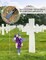 Cemetery Grave Cross with Artificial Flowers – Purple Roses & White Daisy Memorial, Wooden Outdoor Tombstone Decoration with Metal Shovel for Easy Installation